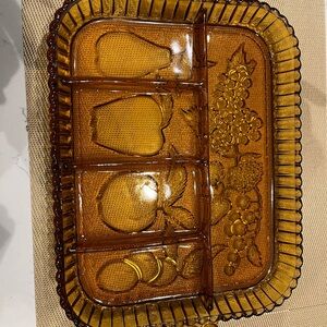 Indiana Glass Amber Divided Fruit Tray